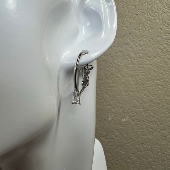 Earrings Silver Huggie Hoop / Crystal Charms Fashion Drop Dangle Earrings Baddie - Picture 11 of 11